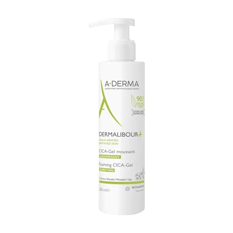 A-DERMA Dermalibour+ Καθαριστικό Προσωπο - Σώμα - Τριχωτό Cica Gel Moussant 200ml