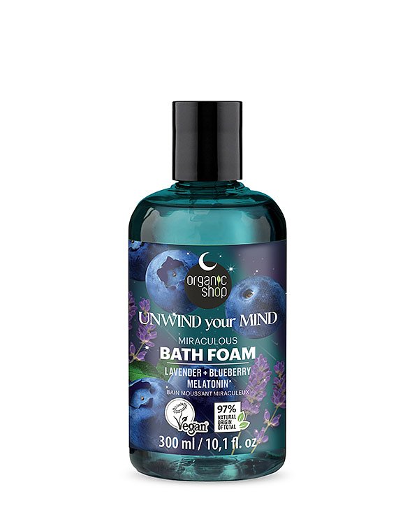 Natura Siberica Organic Shop Dreamy Night Χαλαρωτικός Αφρός Μπάνιου Unwind Your Mind με Λεβάντα, Blueberry & Μελατονίνη, για Απόλυτη Χαλάρωση & Ήρεμο Ύπνο 300ml