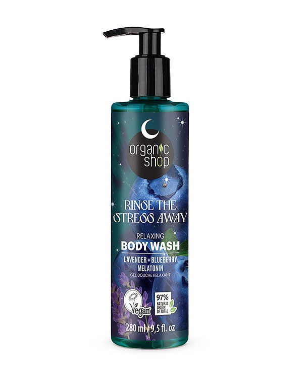 Natura Siberica Organic Shop Dreamy Night Χαλαρωτικό Αφρόλουτρο Rinse The Stress Away με Λεβάντα, Blueberry & Μελατονίνη για Θρέψη 280ml