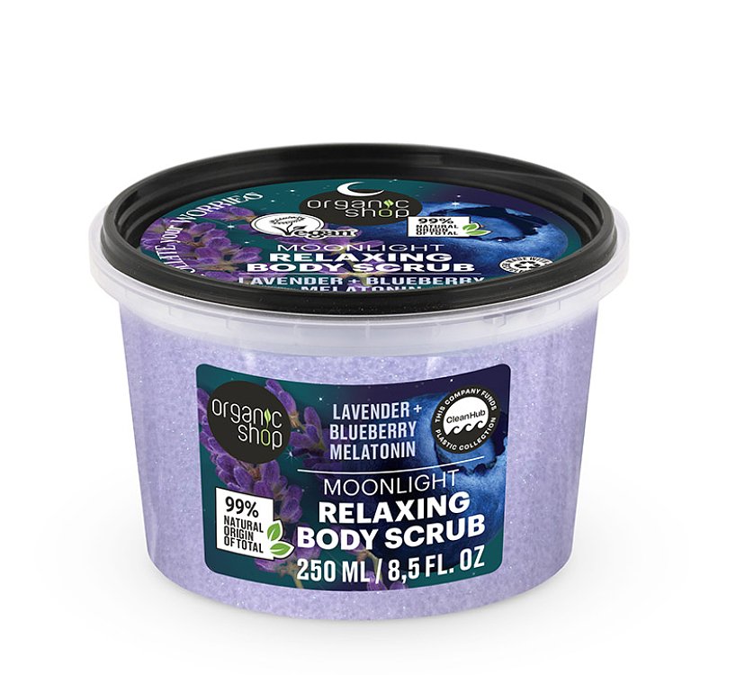 Natura Siberica Organic Shop Dreamy Night Χαλαρωτικό Scrub Σώματος Moonlight με Λεβάντα, Blueberry & Μελατονίνη για Απαλή Απολέπιση & Αναζωογόνηση 250ml