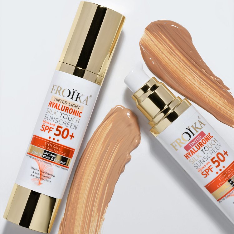 Froika Hyaluronic Silk Touch Suncare Tinted Cream Light SPF50+ Αδιάβροχη Αντηλιακή Κρέμα Προσώπου με Χρώμα, 50ml
