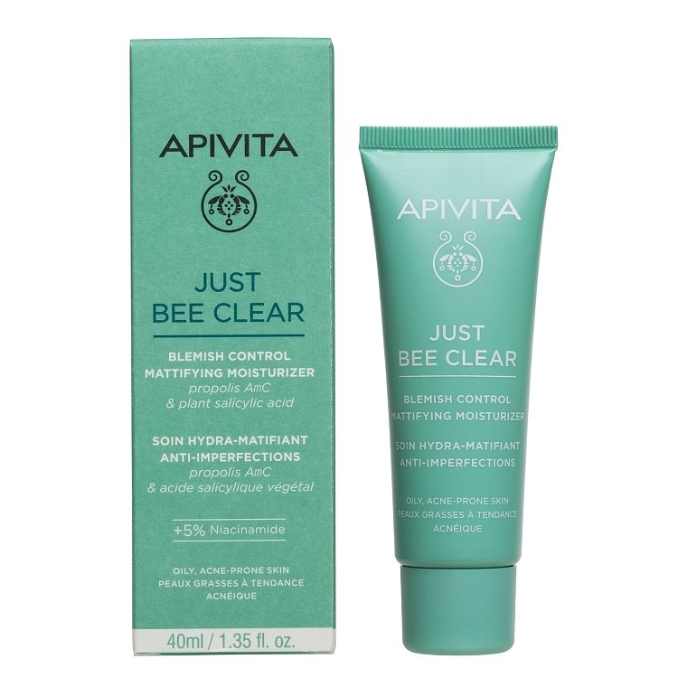 Apivita Just Bee Clear Κρέμα κατά των Ατελειών – Ενυδάτωση & Ματ Αποτέλεσμα με Propolis AmC & Φυτικό Σαλικυλικό Οξύ 40ml