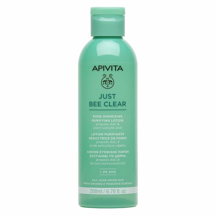Apivita Just Bee Clear Λοσιόν  Σύσφιξης Πόρων με Propolis AmC & Φυτικό Σαλικυλικό Οξύ 200ml