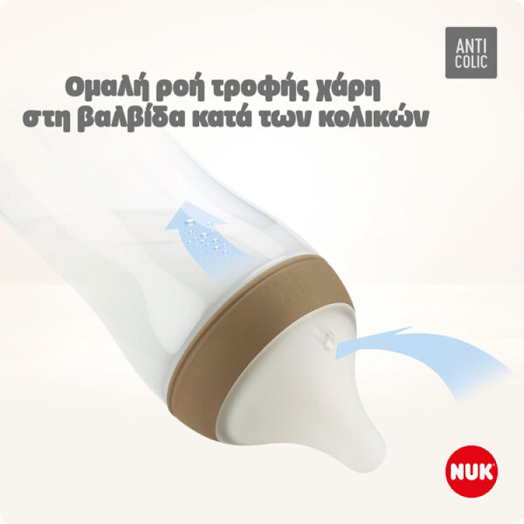 Nuk πλαστικό μπιμπερό με θηλή σιλικόνης perfect match temperature control 3m+ 260ml tiger