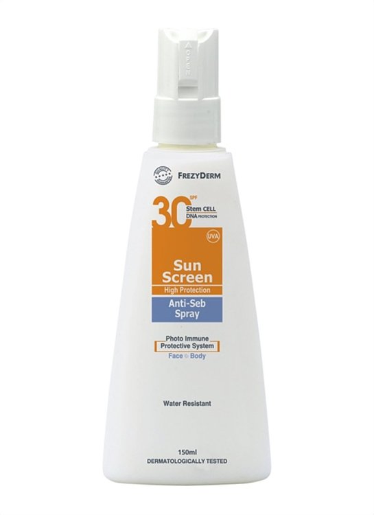 Frezyderm Sun Screen SPF30 Anti-Seb Spray Αντηλιακό Γαλάκτωμα Προσώπου & Σώματος 150ml
