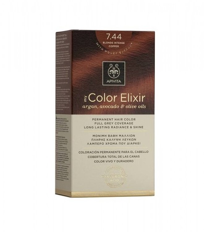 Apivita My Color Elixir Βαφή Μαλλιών 7.44 Ξανθό Έντονο Χάλκινο 1τμχ