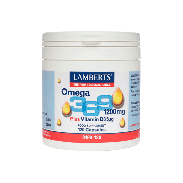 Lamberts Omega 3-6-9 1200mg Plus Vitamin D3 5μg 120caps