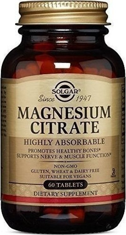 Solgar Citrate Magnesium 200mg - Κιτρικό Μαγνήσιο 60tabs