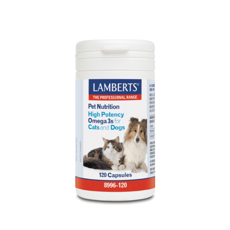 Lamberts Pet Nutrition High Potency Omega 3s for Cats and Dogs 120caps