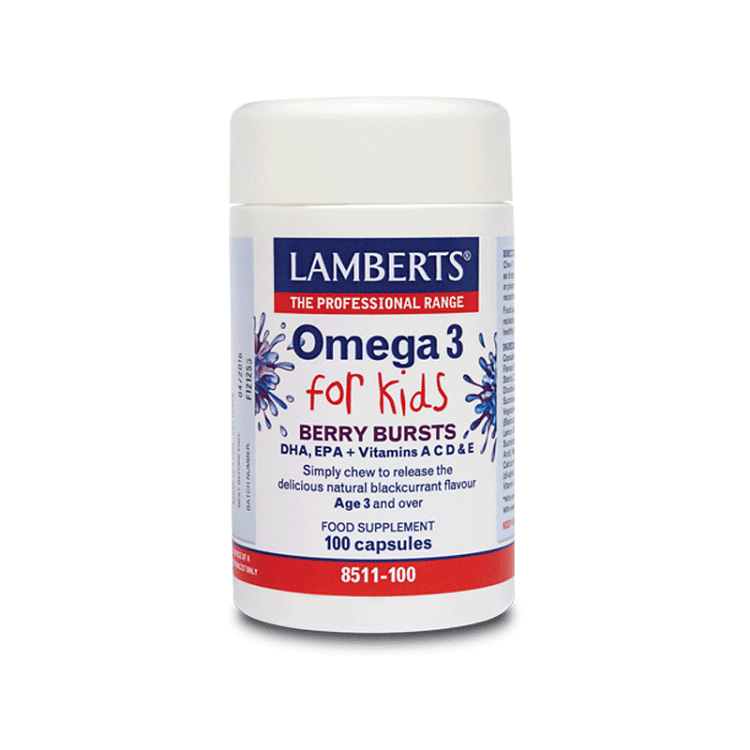 Lamberts Omega 3 for Kids (DHA, EPA + Vitamins A, C, D & E) - Berry Bursts 100caps