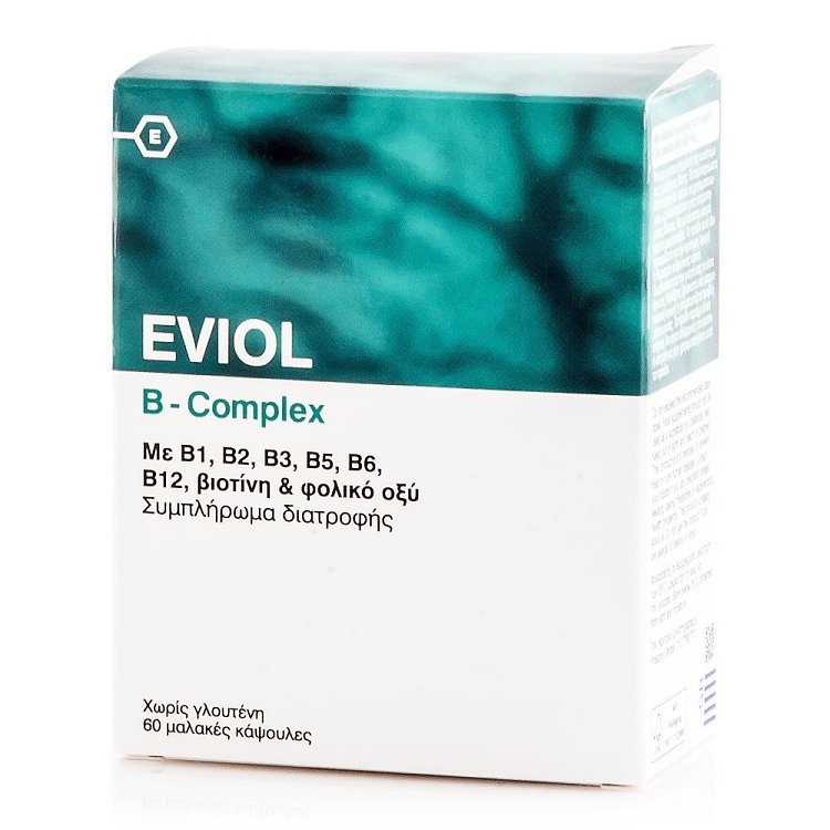 Eviol B-Complex με Β1, Β2, Β3, Β5, Β6, Β12, Βιοτίνη & Φολικό Οξύ 60 μαλακές κάψουλες