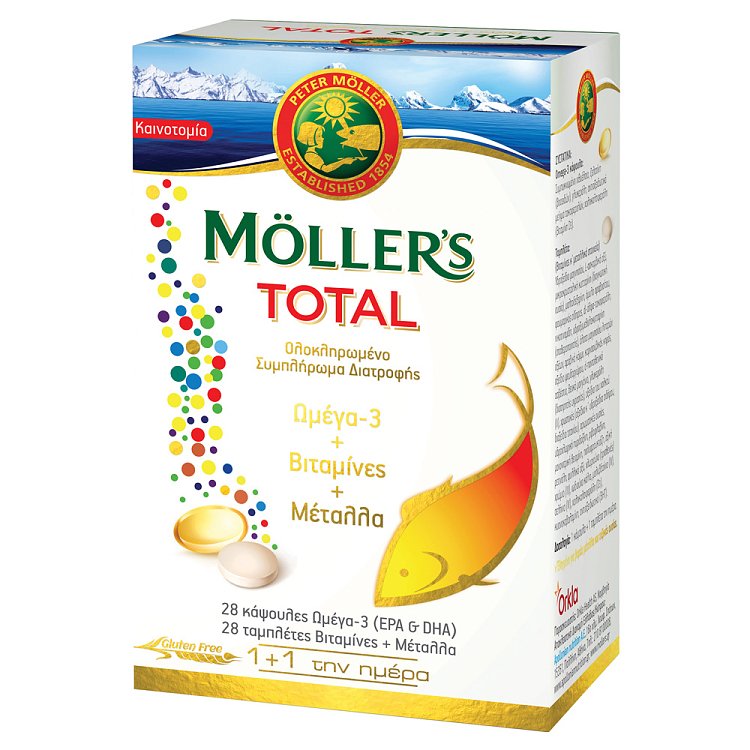 Mollers Total Ωμέγα-3 + Βιταμίνες + Μέταλλα 28caps & 28tabs