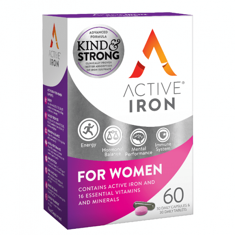 Bionat Active Iron for Women με Σίδηρο & 16 Βιταμίνες, Μέταλλα & Ιχνοστοιχεία 30caps & 30tabs