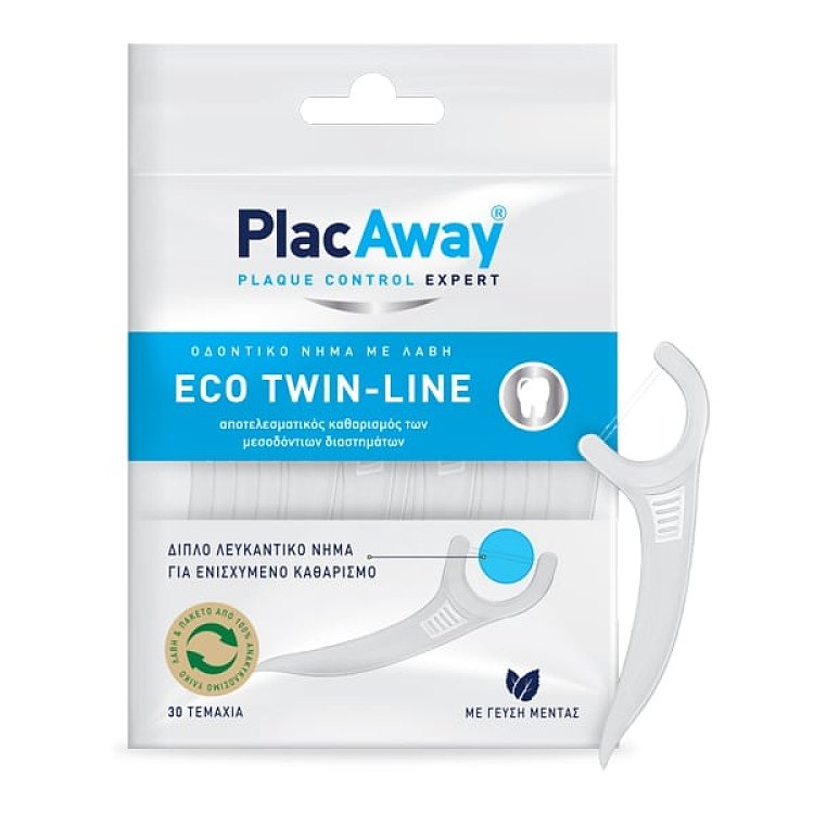 Plac Away Eco Twin-Line Οδοντικό Νήμα με Λαβή 30τμχ