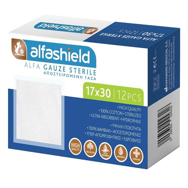 Alfashield Alfa Gauze Sterile Αποστειρωμένες Γάζες 17x30 12τμχ