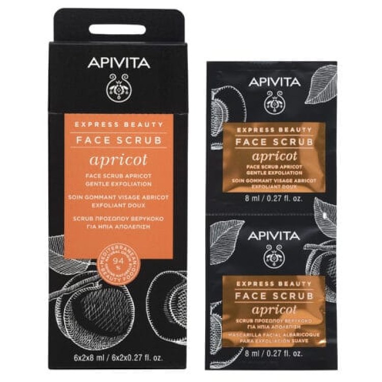 Apivita Express Beauty Scrub Apricot-Προσώπου με Βερύκοκο για Ήπια Απολέπιση 2x8ml