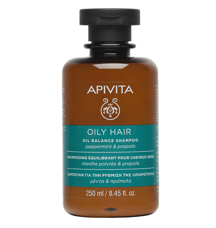Apivita Oily Hair Σαμπουάν για τη Ρύθμιση της Λιπαρότητας με Μέντα & Πρόπολη 250ml