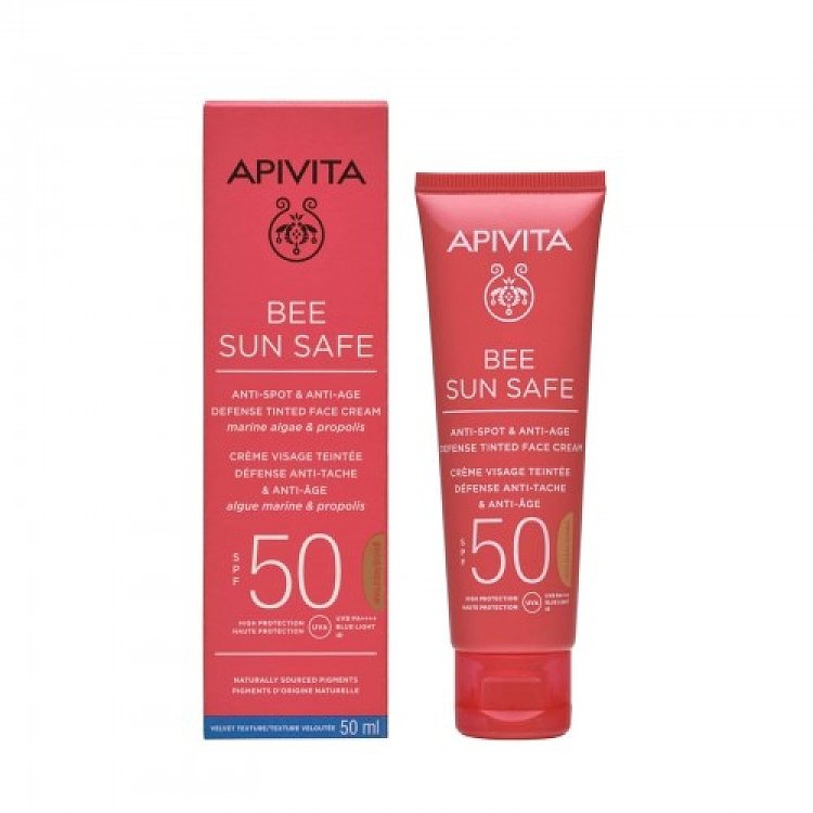 Apivita Bee Sun Safe Κρέμα Προσώπου SPF50 κατά των Πανάδων & των Ρυτίδων με Χρώμα - Απόχρωση Golden 50ml