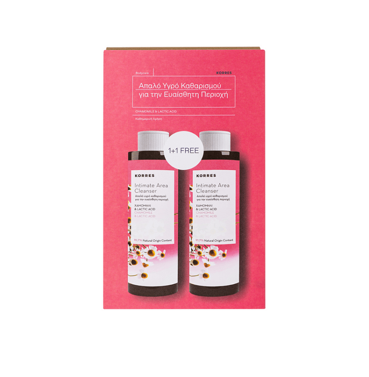 Korres Intimate Area Cleanser Σετ Γνωριμίας 1+1 Απαλό Υγρό Καθαρισμού για την Ευαίσθητη Περιοχή με Χαμομήλι & Γαλακτικό Οξύ 2x 250ml