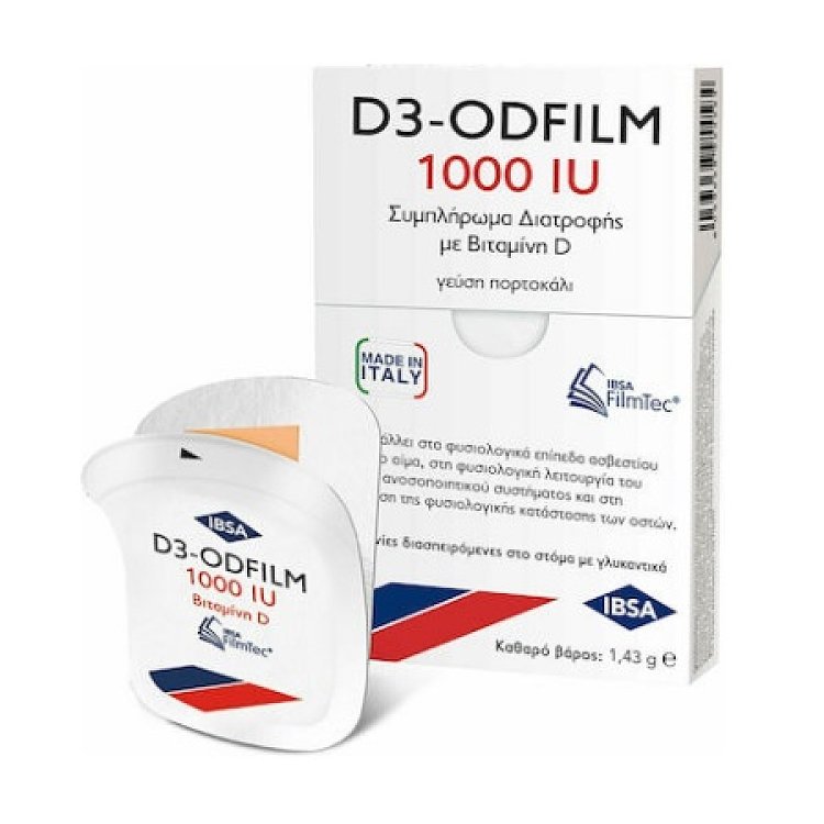 Farmasyn D3-ODFILM  Συμπλήρωμα Διατροφής με Βιταμίνη D 1000IU με Γλυκαντικά 30 Tαινίες Διασπειρόμενες στο Στόμα