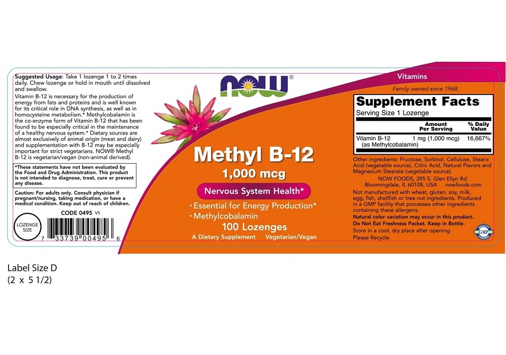 Now Foods Methyl B-12 1,000mcg 100lozenges