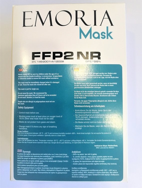 Emoria Μάσκα Υψηλής Προστασίας FFP2 Μαύρο Χρώμα 10τμχ