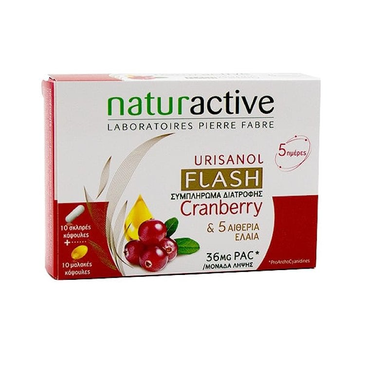 Naturactive Urisanol Flash Συμπλήρωμα Διατροφής με Cranberry & 5 Αιθέρια Έλαια 10σκληρές κάψουλες + 10μαλακές κάψουλες