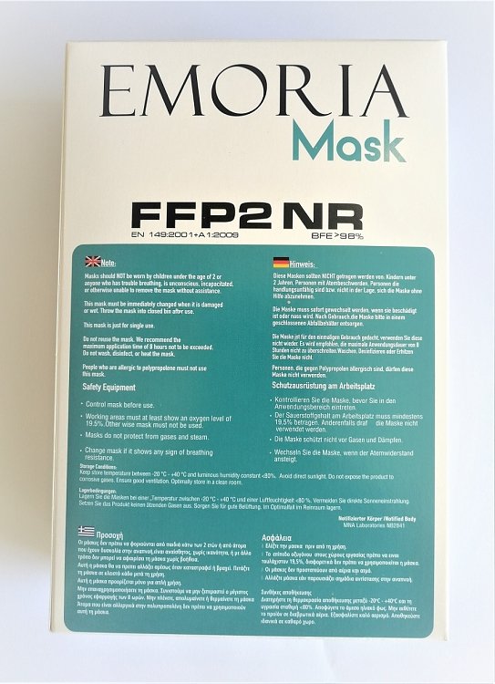 Emoria Μάσκα Υψηλής Προστασίας FFP2 Μπλε Χρώμα 10τμχ