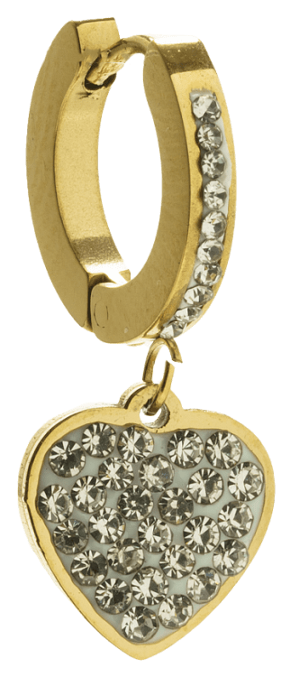 Inoplus Σκουλαρίκια Hoop Oro Cuore Strass 0823 1 Ζευγάρι