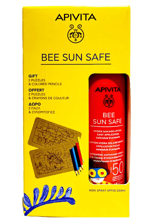 Apivita Promo Αδιάβροχο Παιδικό Αντηλιακό Γαλάκτωμα Bee Sun Safe SPF50 200ml και Δώρο 2 Παζλ & Ξυλομπογιές  