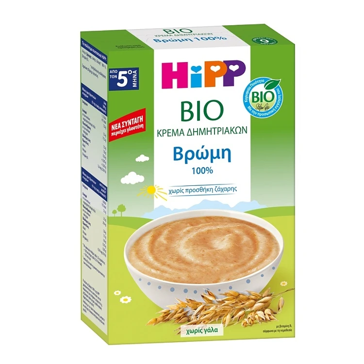 Hipp Bio Κρέμα Δημητριακών με Βρώμη Χωρίς Γάλα με Γλουτένη από τον 5ο Μήνα 200g