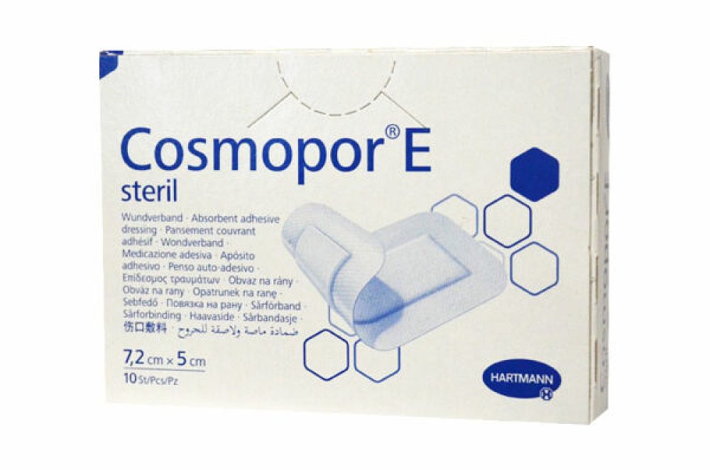 Hartmann Cosmopor E Steril Αυτοκόλλητες αποστειρωμένες γάζες Τραυμάτων 7.2x5cm, 10τμχ