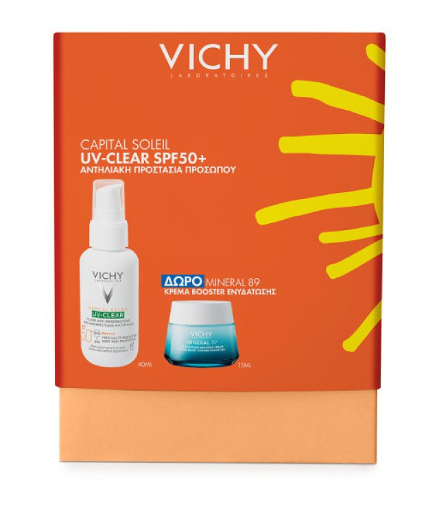 Vichy Promo Capital Soleil UV-CLEAR SPF50+ Αντηλιακό Προσώπου Καθημερινής Φωτοπροστασίας, ενάντια στη Λιπαρότητα 40ml με ΔΩΡΟ Mineral89 Κρέμα Booster Ενυδάτωσης 15ml