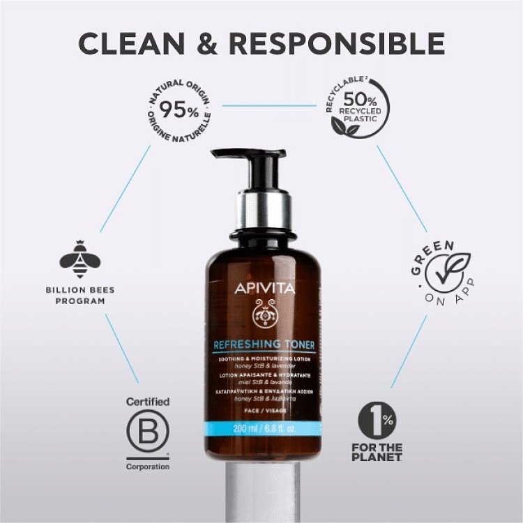 Apivita Refreshing Toner Καταπραϋντική & Eνυδατική Λοσιόν Προσώπου Λεβάντα & Honey 200ml