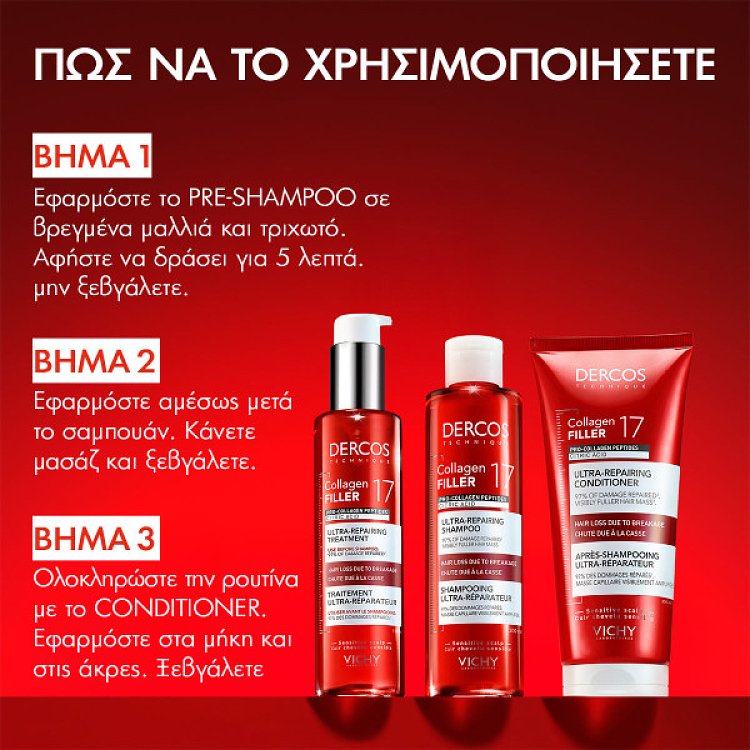 Vichy Dercos Collagen 17 Filler Conditioner Κατά της Τριχόπτωσης & του Σπασίματος, 200ml