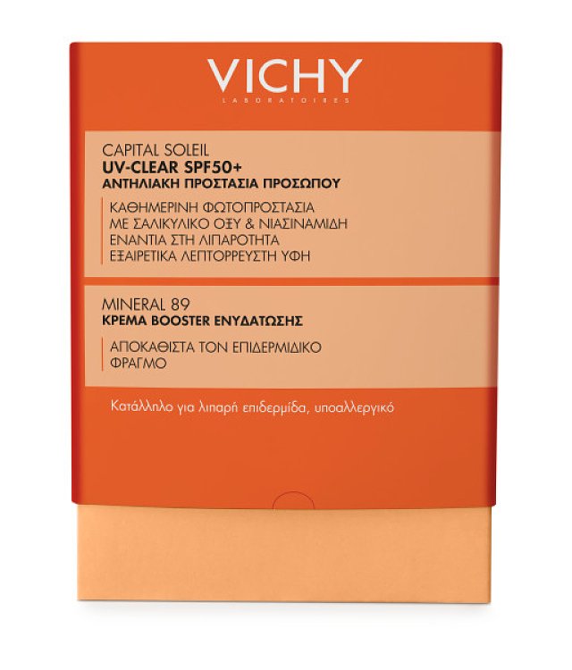 Vichy Promo Capital Soleil UV-CLEAR SPF50+ Αντηλιακό Προσώπου Καθημερινής Φωτοπροστασίας, ενάντια στη Λιπαρότητα 40ml με ΔΩΡΟ Mineral89 Κρέμα Booster Ενυδάτωσης 15ml