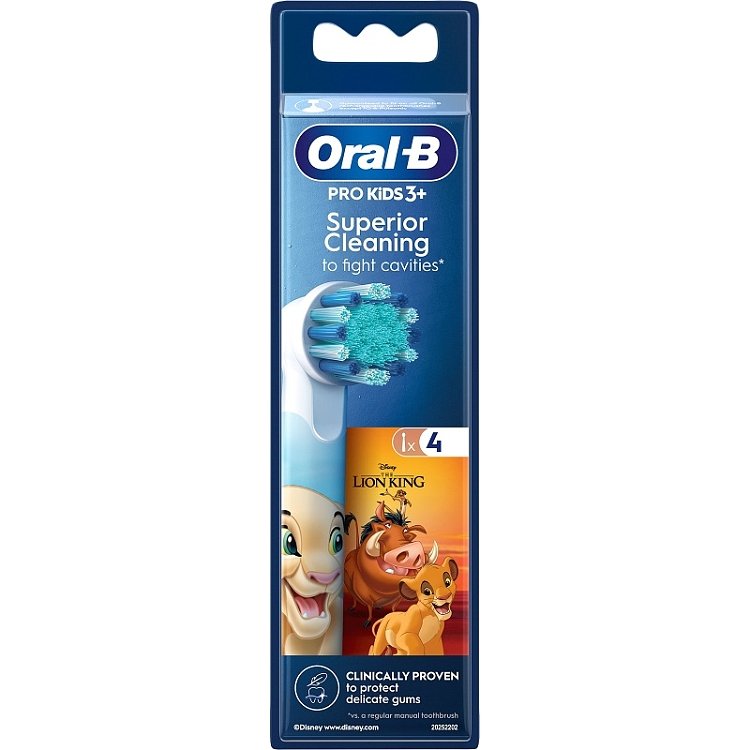 Oral-B Pro Kids 3+ Lion King Superior Cleaning Ανταλλακτικά Ηλεκτρικής Οδοντόβουρτσας, 4 τεμάχια