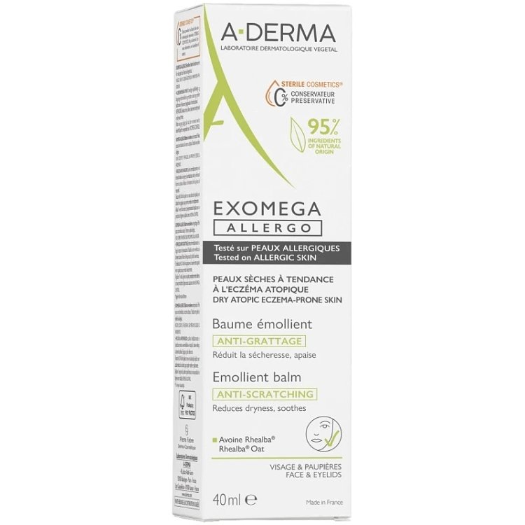 A-Derma Exomega Allergo Emollient Balm Αποστειρωμένο Μαλακτικό Βάλσαμο Προσώπου & Σώματος Κατά του Κνησμού 40ml