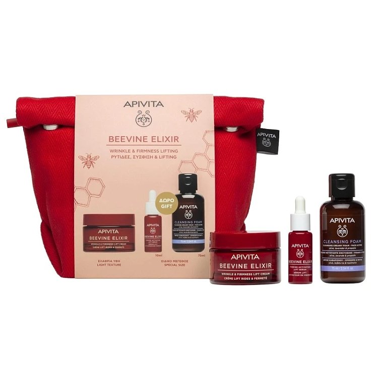 Apivita PROMO Beevine Elixir Αντιρυτιδική Κρέμα για Σύσφιξη & Lifting Ελαφριάς Υφής 50ml & Ορός Ενεργοποίησης Σύσφιξης & Lifting 10ml & Mini Αφρός Καθαρισμού για Πρόσωπο & Μάτια 75ml & Νεσεσέρ