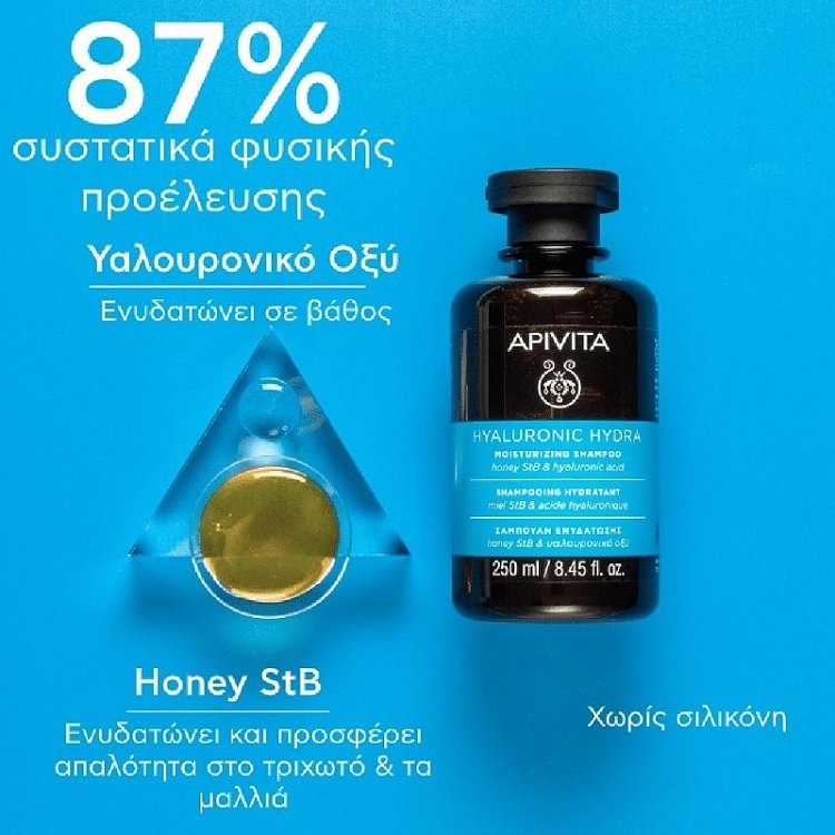 Apivita Hyaluronic Hydra Σαμπουάν Ενυδάτωσης, 250ml