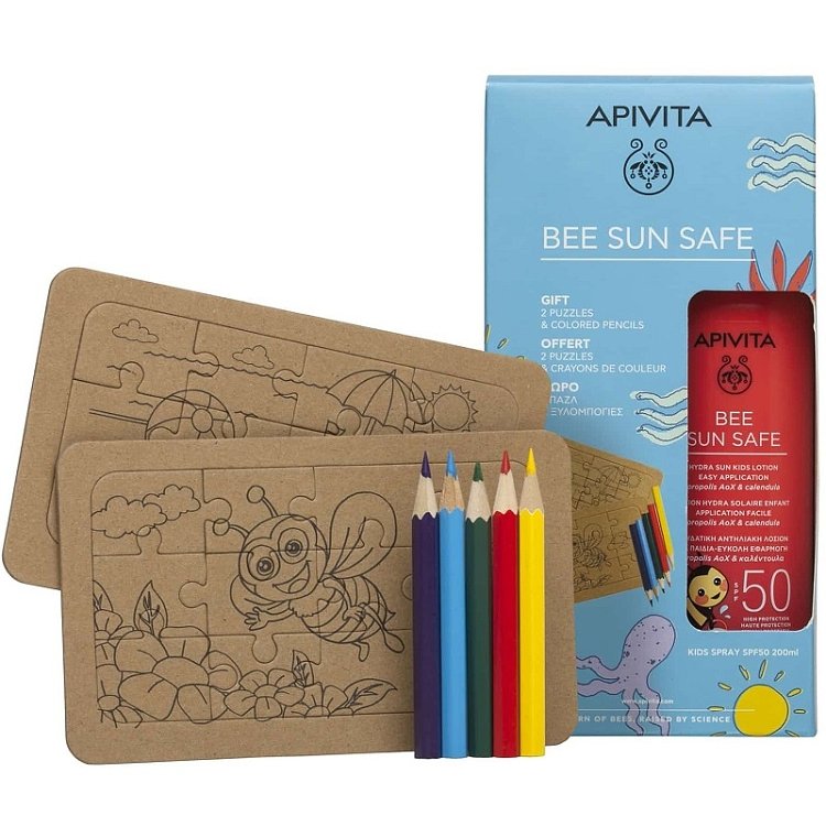 Apivita Promo Bee Sun Safe Hydra Sun Kids Lotion Spray Spf50, 200ml & Δώρο Puzzle 2 Τεμάχια & Δώρο Colored Pencils 5 Τεμάχια
