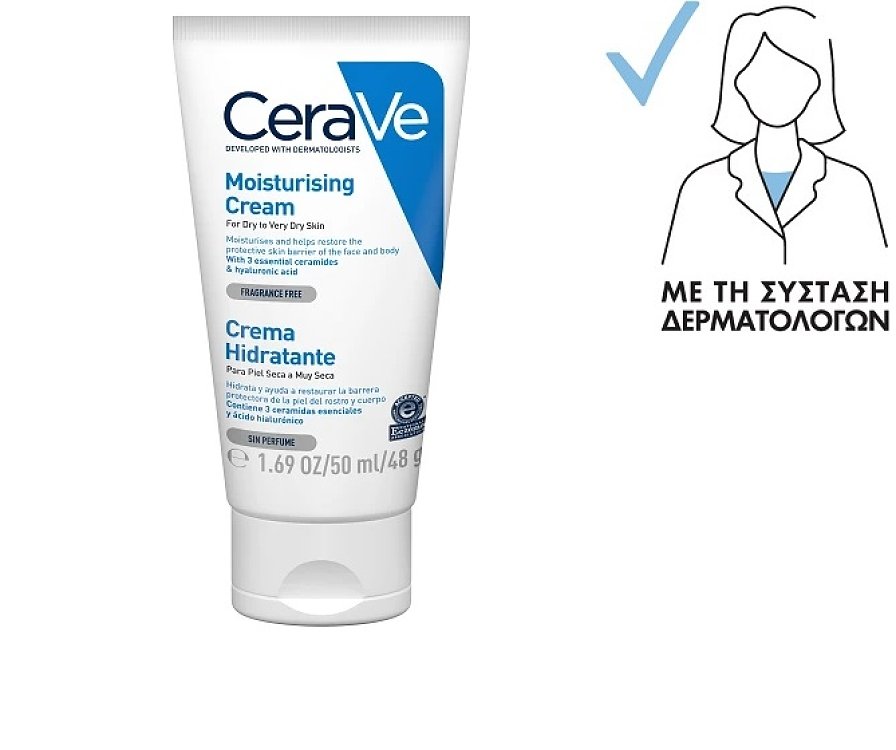 CeraVe Moisturising Cream Ενυδατική Κρέμα για Ξηρό έως Πολύ Ξηρό Δέρμα 50ml