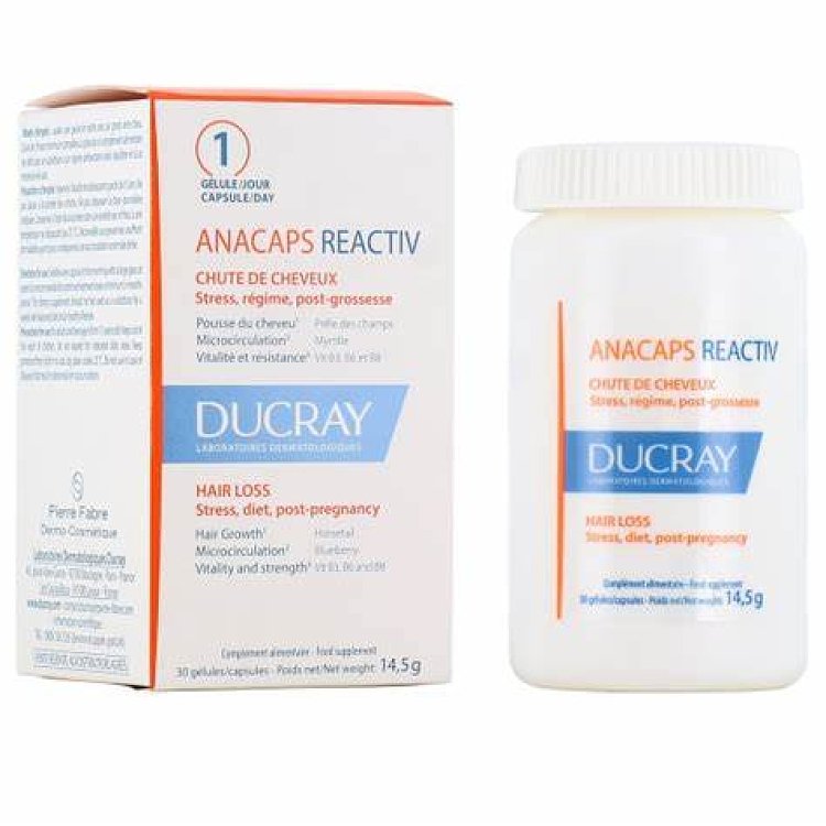 Ducray Anacaps Reactiv Συμπλήρωμα Διατροφής Για Την Αντιμετώπιση Της Αντιδραστικής Τριχόπτωσης 30 Κάψουλες