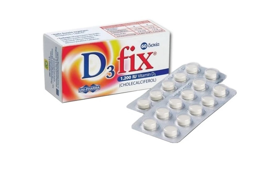 Uni-pharma D3 Fix Extra 1200 IU 60tab, Βιταμίνη για οστά & αρθρώσεις