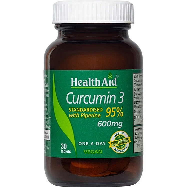 Health Aid Curcumin 3 600mg Συμπλήρωμα Διατροφής Κουρκουμίνης με Πιπερίνη 30 tabs