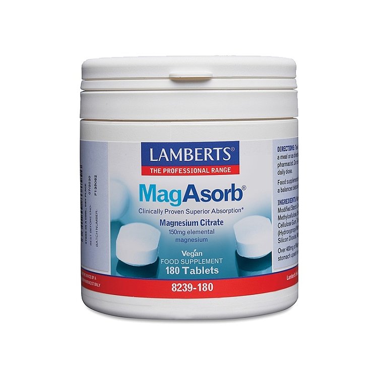 Lamberts MagAsorb Magnesium 150mg (as Citrate-κιτρικό μαγνήσιο) 180tabs