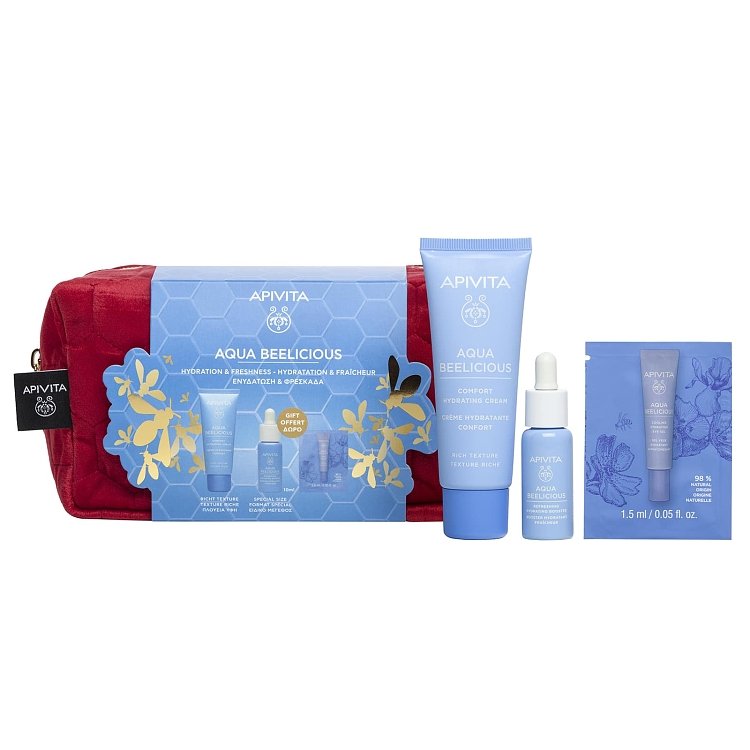 Apivita Promo AQUA BEELICIOUS Απαλή Κρέμα Ενυδάτωσης Πλούσιας Υφής και ΔΩΡΟ Booster Αναζωογόνησης και Ενυδάτωσης 10ml & Δροσιστικό Gel Ενυδάτωσης Για Τα Μάτια 1.5ml
