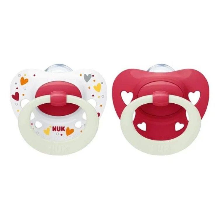 Nuk Signature Night Πιπίλα Σιλικόνης 6-18m 2τμχ & Θήκη Αποθήκευσης