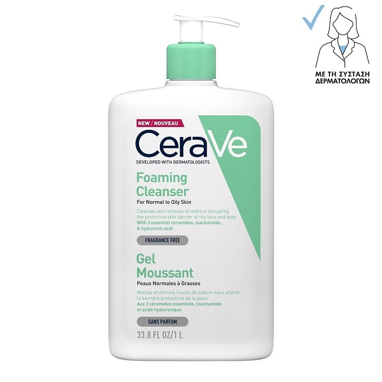 CeraVe Foaming Cleanser για Κανονική έως Λιπαρή Επιδερμίδα 1Litre