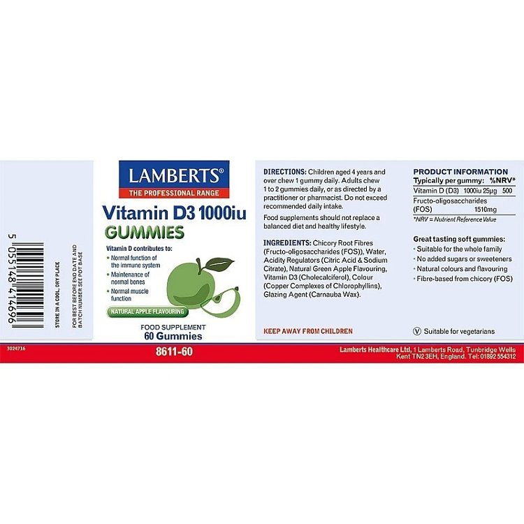 Lamberts Vitamin D3 1000iu Gummies 60 Ζελεδάκια
